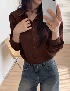 休閒寬鬆純棉七分袖襯衫