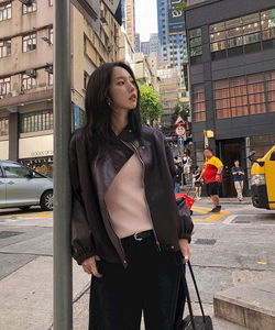 Kamien Loose-fit Banding String Leather Jacket - 3 Colors