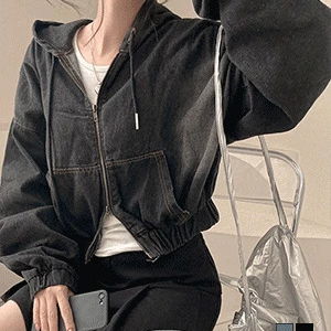 빈티지 워싱 투웨이 데님 후드 집업 청자켓