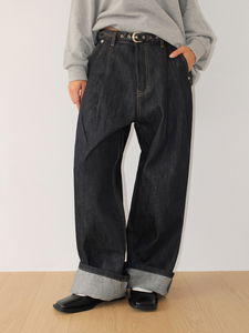 RAW TWO-TUCK WIDE DENIM