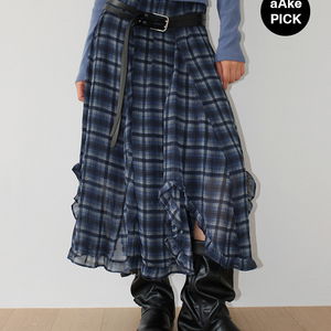FRILL WAVE CHECK SKIRT (4color)