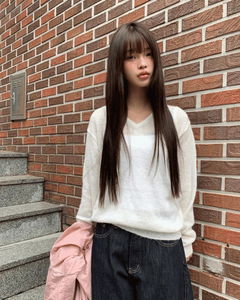 Puma Basic V-Neck Loose-fit Long Sleeve Knitwear