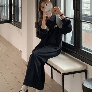 마유이 루즈핏 카라 반오픈 롱 원피스 83857