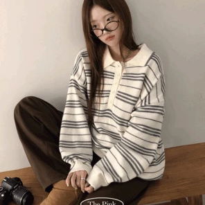 Neri Overfit Caraneck Striped Long Sleeve Knitwear