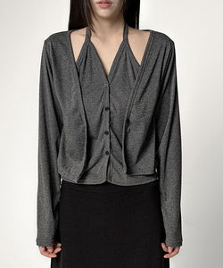 베호디 홀터 레이어드 골지 긴팔 가디건 HALTER LAYERED CARDIGAN