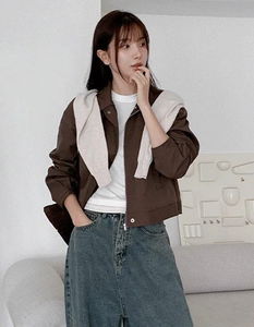 Danjeong Blue Jacket 2 Pintuck Sleeve Collar Jacket