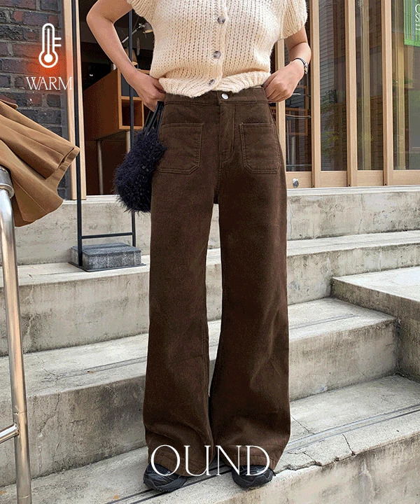 Wins Front Pocket Wide Cotton Pants - 4 Colors(No fleece lining)
