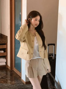 Peanut No Collar Suede Jacket (2 colors)