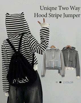 캣츠 후드 스트라이프 투웨이 점퍼