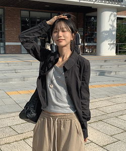 簡約立領無袖外套