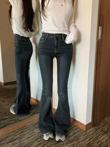 修身剪裁長版牛仔褲