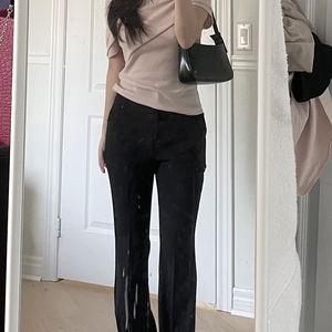 ~2XL Hidden Banding Pin Tuck Long Flared Spandex Slacks Pants