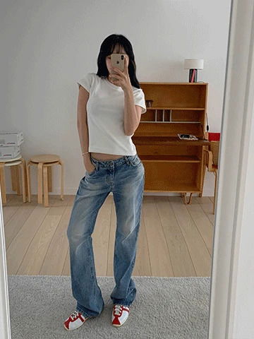 올린 로우라이즈 플레어 데님