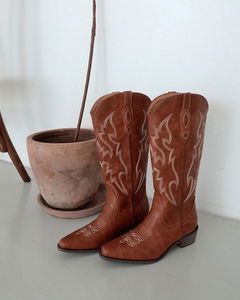 웨스턴 에스닉 자수 롱부츠 (카우보이 빈티지 보헤미안)