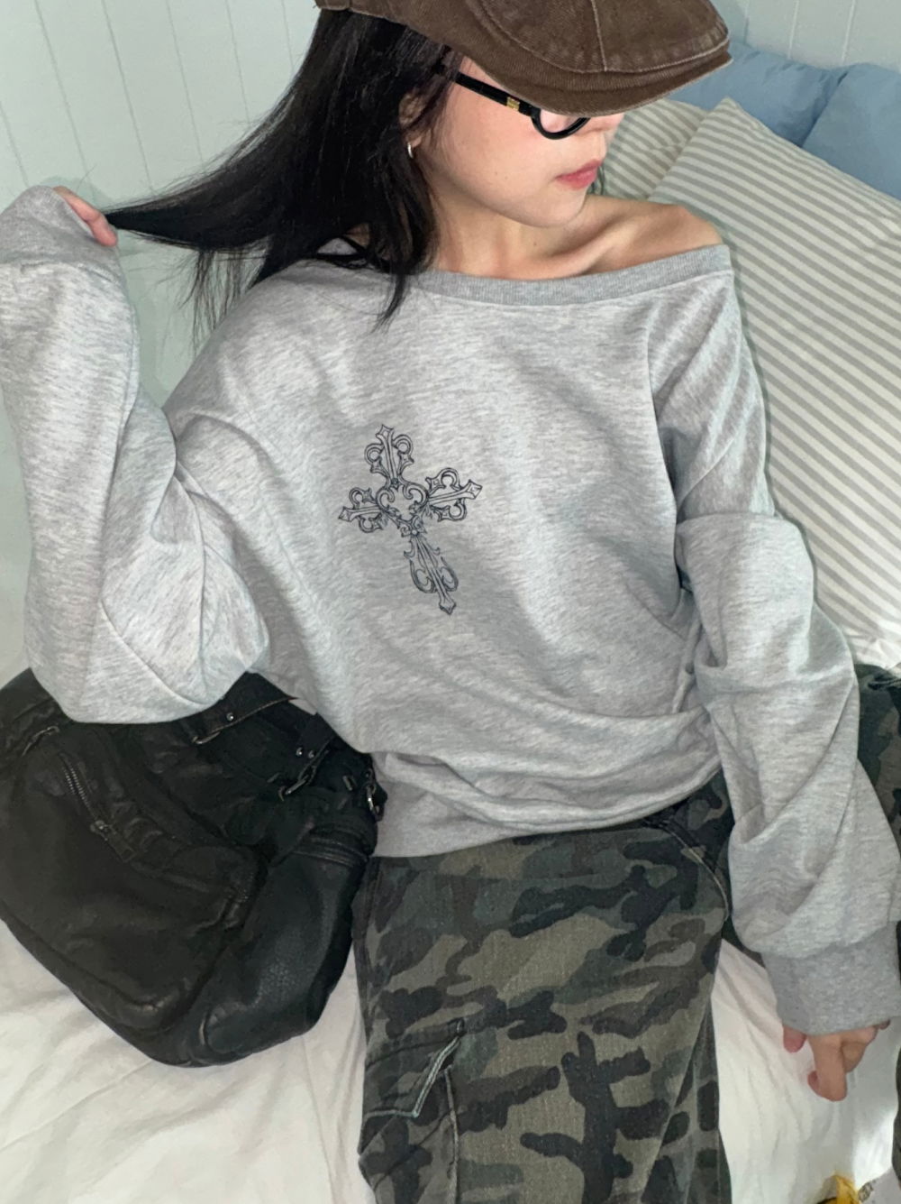 긴팔 티셔츠 모델 착용 이미지-S1L25