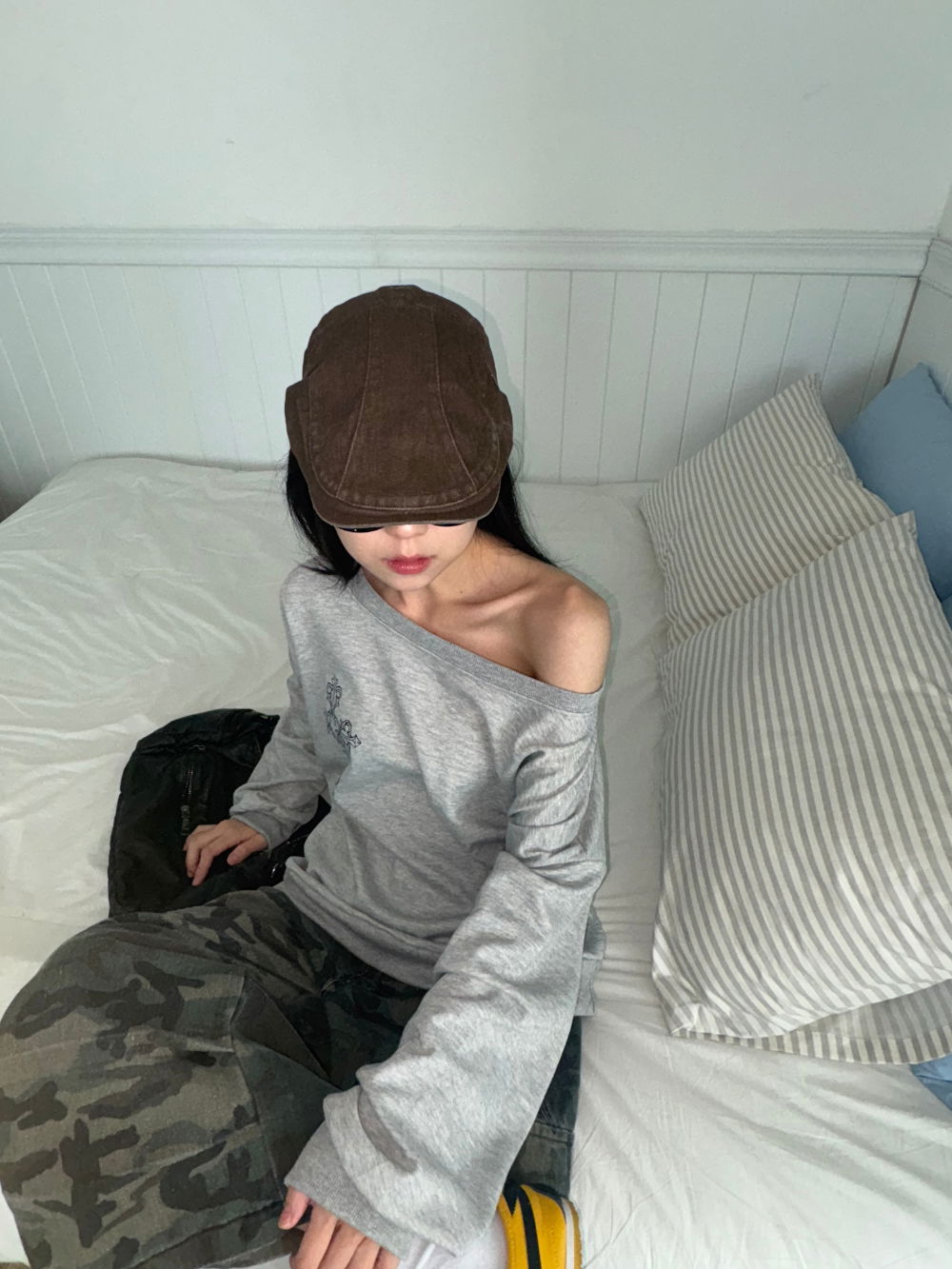 긴팔 티셔츠 모델 착용 이미지-S1L21