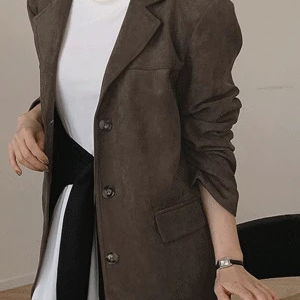 데크빈 스웨이드 테일러드 카라 자켓
