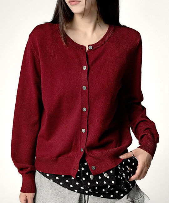 Jemiru Basic Round Knitwear Cardigan