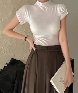 Onzmin Basic Wool Half-Neck Slim Short-Sleeve Inner T-Shirt