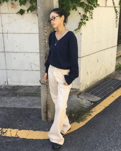 Twill cotton Flared pants