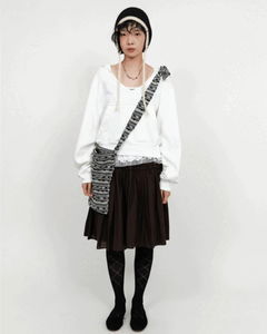 編織皮革拉鍊側背包