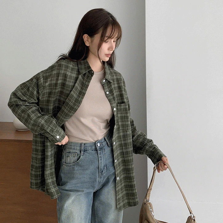 여리체크7 루즈핏체크셔츠남방