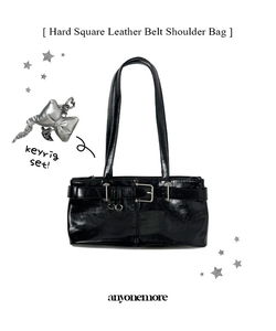 Hard Square Leather Belt Shoulder Bag