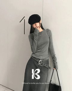 馬卡龍色分層背心長袖T恤套裝