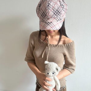 mina grid beret (3color)