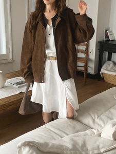 레스비 스웨이드 블루종자켓