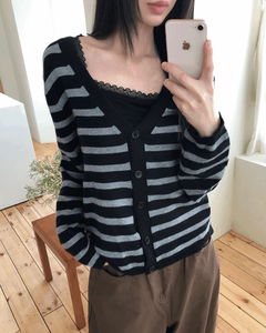 Jui Striped V-Neck Long-Sleeve Knitwear Cardigan