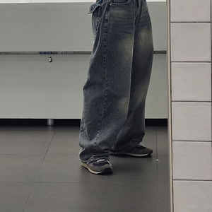 피벳 트루 입체 포켓 워싱 와이드 데님 팬츠