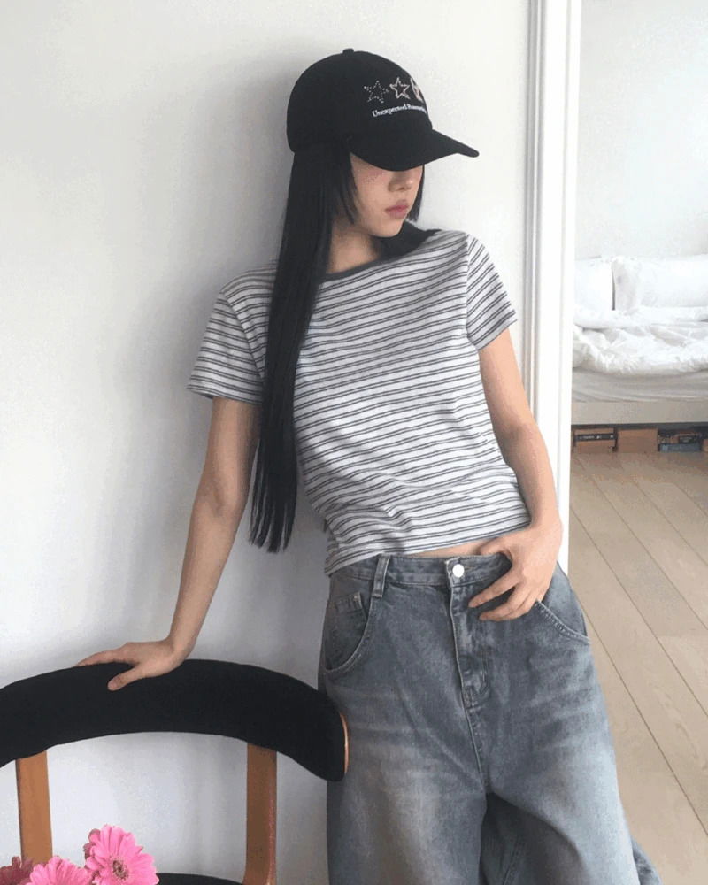 Tonm Stripe Short Sleeve T-shirt