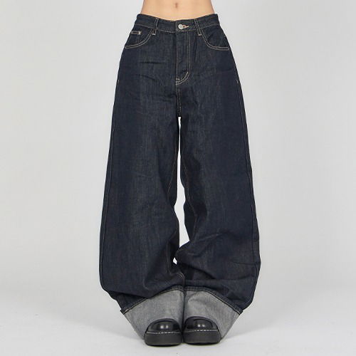 Rolled-Up Raw Wide Denim DE043