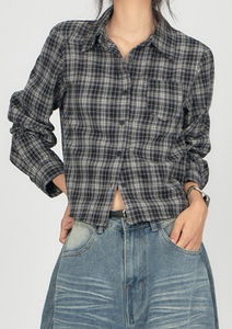 Cropped Slim Check Shirt SH024