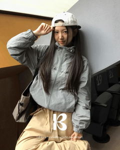 巴比連帽荷葉邊格紋防風外套