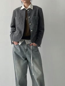 Musk no-collar tweed jacket