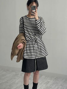Striped frill overfit Sweatshirt
