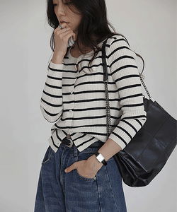 MADEエミロストライプしっとりゴルジニットカーディガン