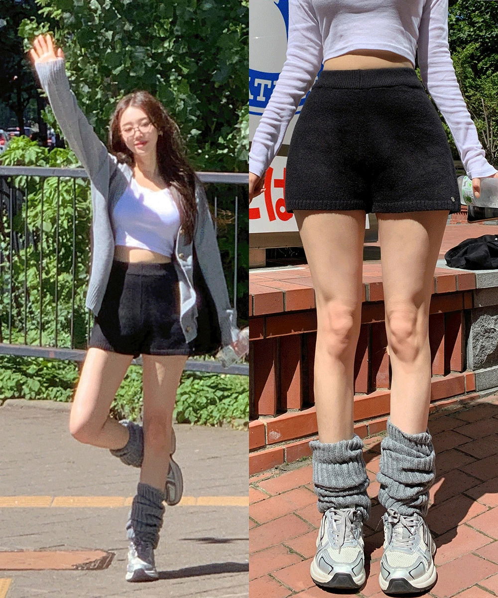 [Until winter, always with a Pinter girl silver pendant point wool knitwear shorts high waist banding shorts]