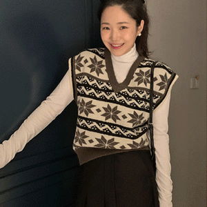 스노우 자가드니트베스트 (2color)