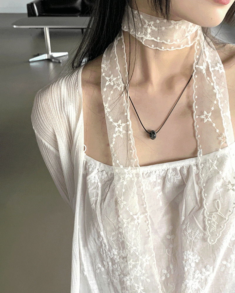 透膚蕾絲花花格紋圍巾