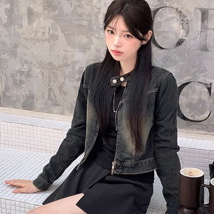 카이토 빈티지 워싱 크롭 데님 자켓