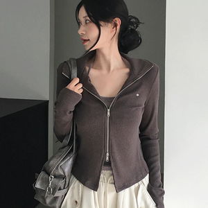 로스 레이어드 카라 골지 투웨이 집업 (4color)