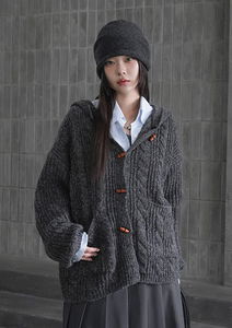 Helsing Tteokbokki Hooded Knitwear Cardigan