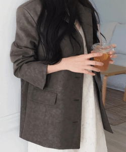 Brel leather jacket (fake suede, oversized, fall jacket, brown jacket, beige jacket)