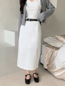 ベターコットン裏スリットロングスカート（2color）