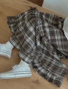 長版格紋百褶裙