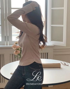 여리핏Made)올데이즈 골지 라운드 긴팔티