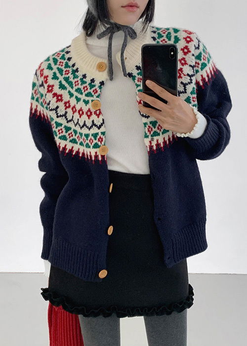 Rose Jagard Nordic Knitwear Cardigan 开襟衫